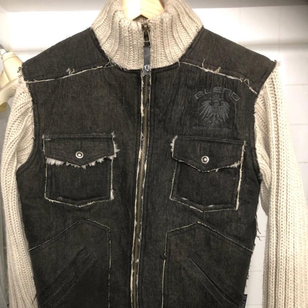 BLEND BRAND DENIM CHIC LUXE SWEATER KNIT JACKET SIZE LARGE